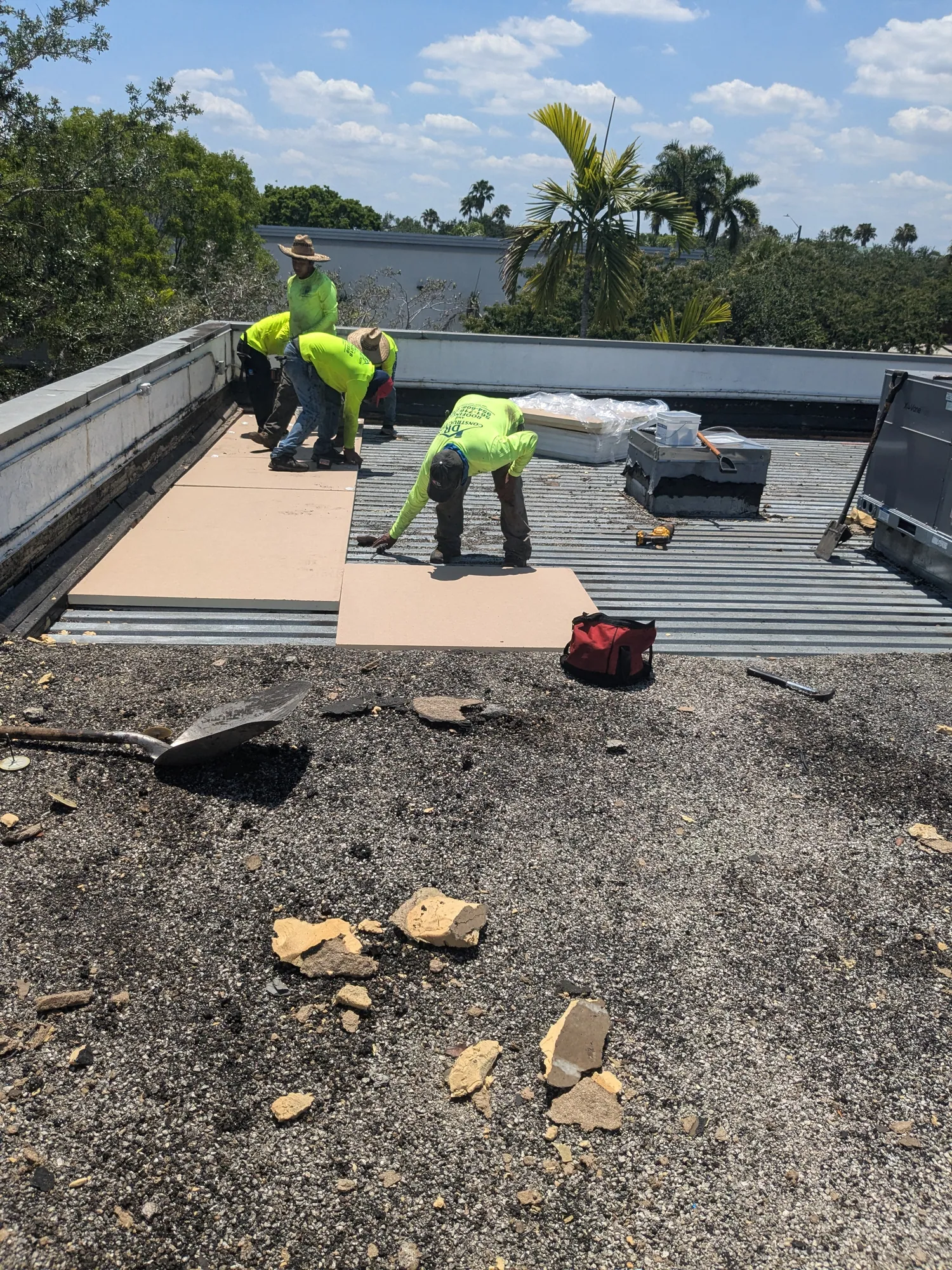 Commercial flat roof hot-mop installation by DR Construction & Roofing in South Florida