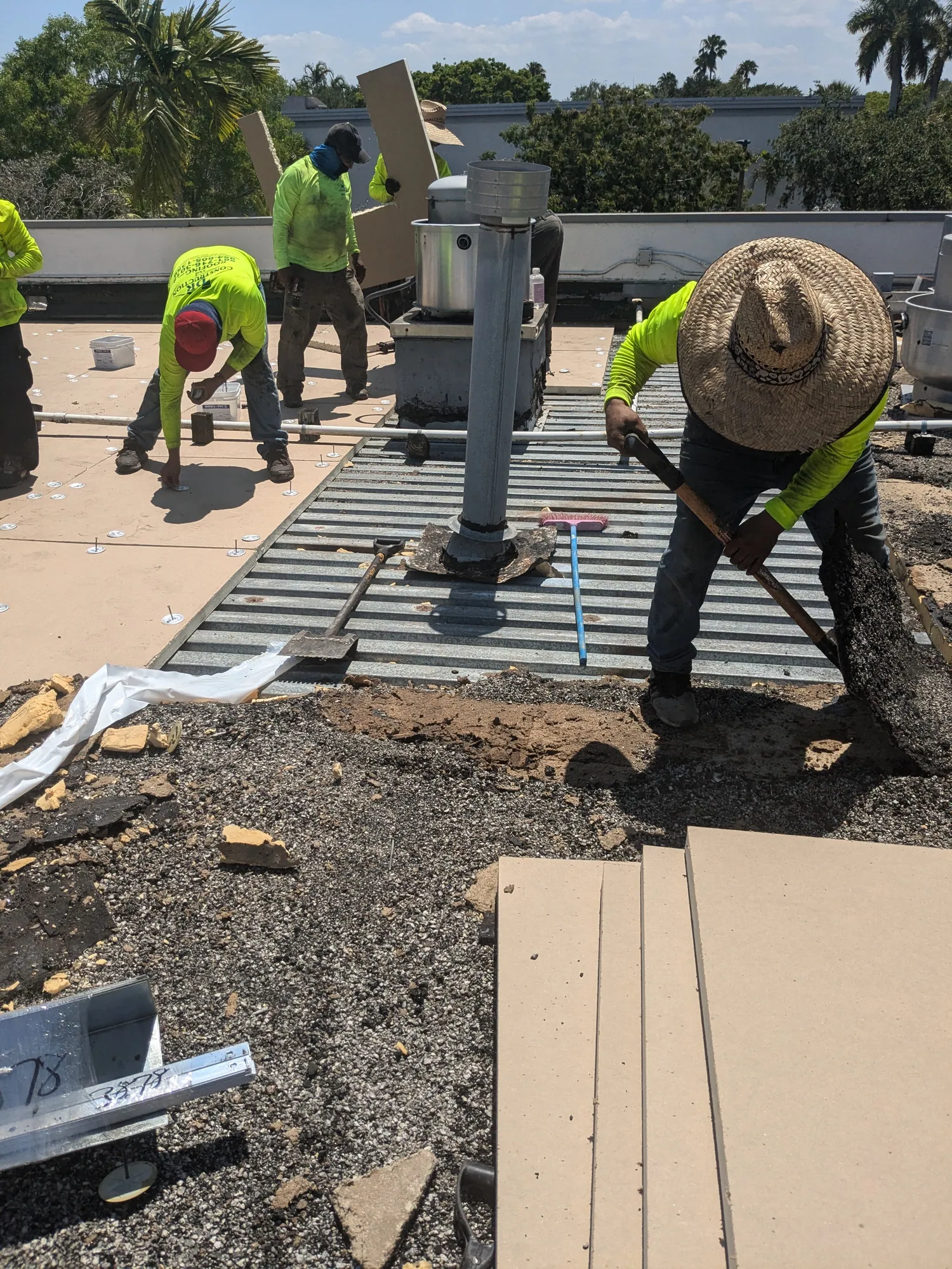 Commercial flat roof hot-mop installation by DR Construction & Roofing in South Florida