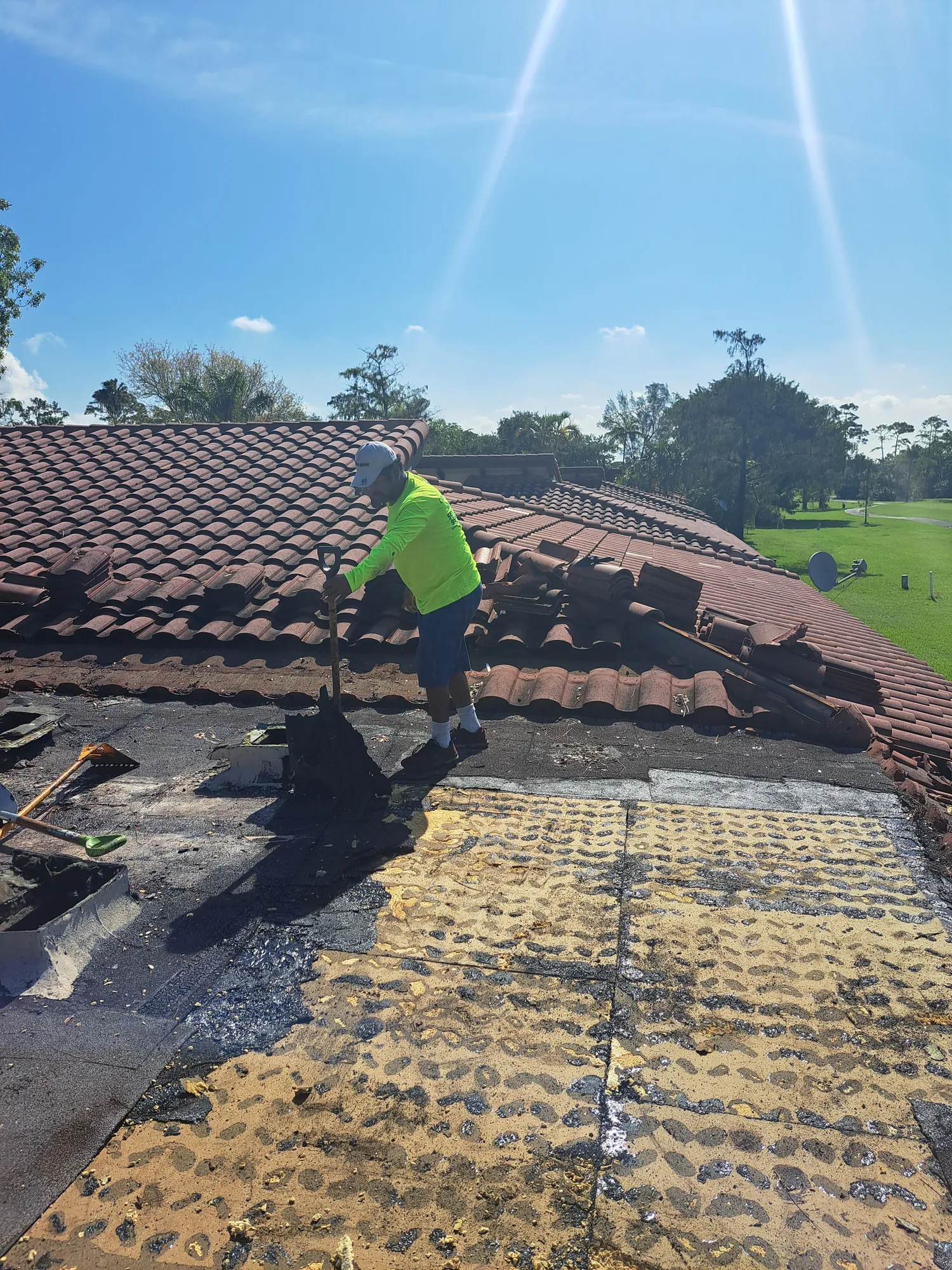 Residential flat roof peel-and-stick membrane by DR Construction & Roofing in South Florida